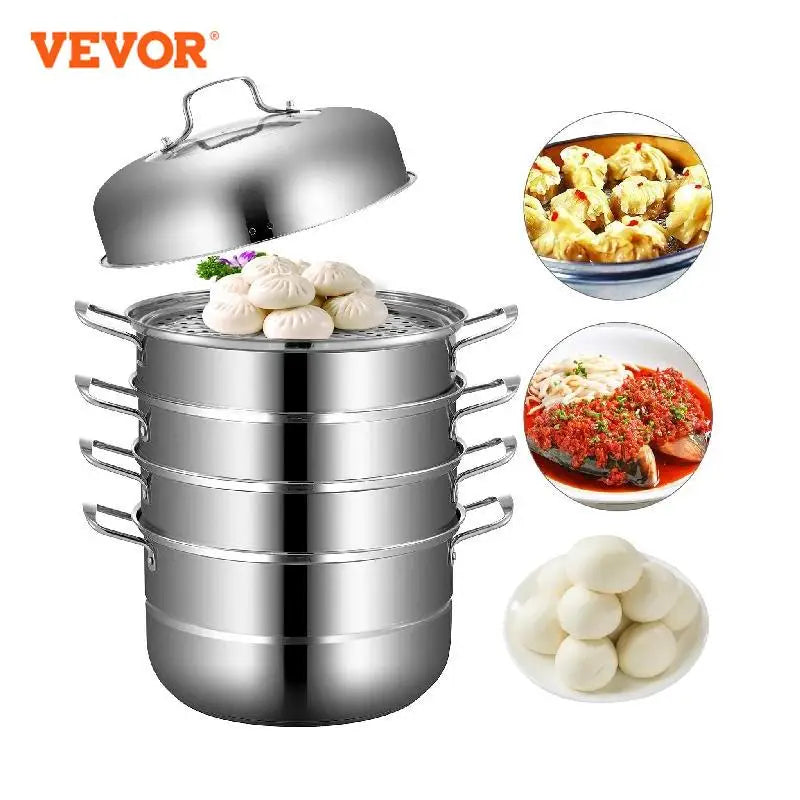 5 Layer Food Steamer 28cm 30cm Stainless Steel Stock Pot for Home Steaming Dumplings Vegetables Rice Cooking Steamed Dish