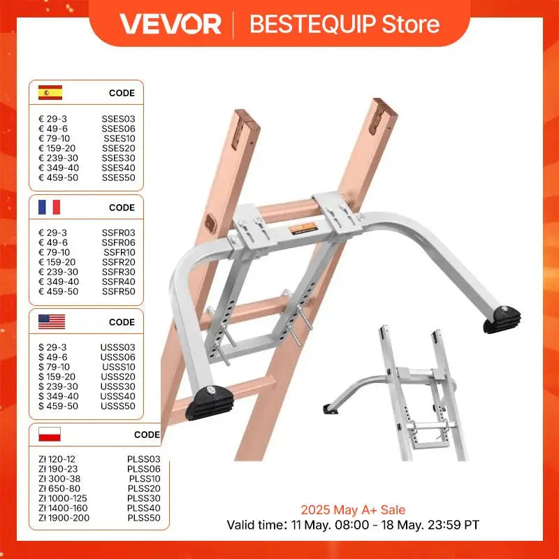 Ladder Stabilizer Heavy Duty Steel Ladder Roof Hook Ladder Stabilizer with Wing Span/Wall Extension Accessory for Roof