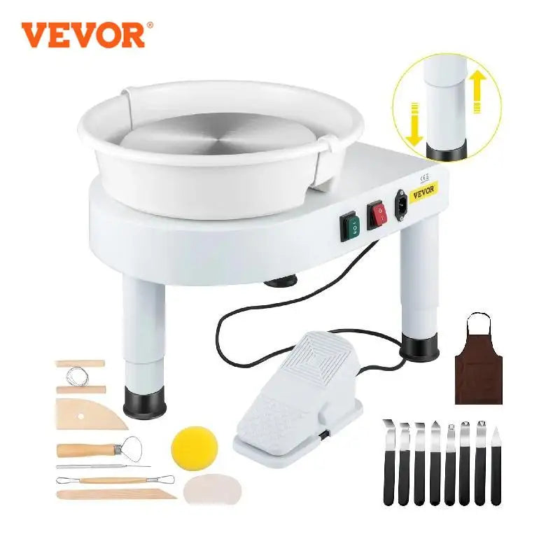 Electric Pottery Wheel Machine 28CM 35CM Foot Pedal W/ Shaping Tools for School Ceramic Clay Working Forming DIY Art Craft