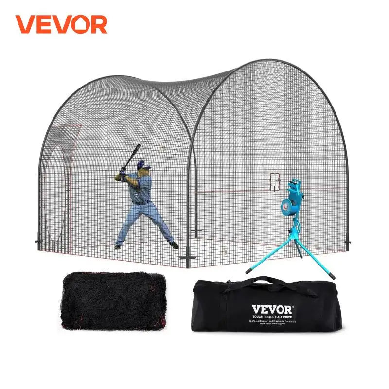 12/22/33/40FT Baseball Batting Cage Portable Cage Net with Carry Bag Heavy Duty Enclosed Pitching Cage Backyard Training