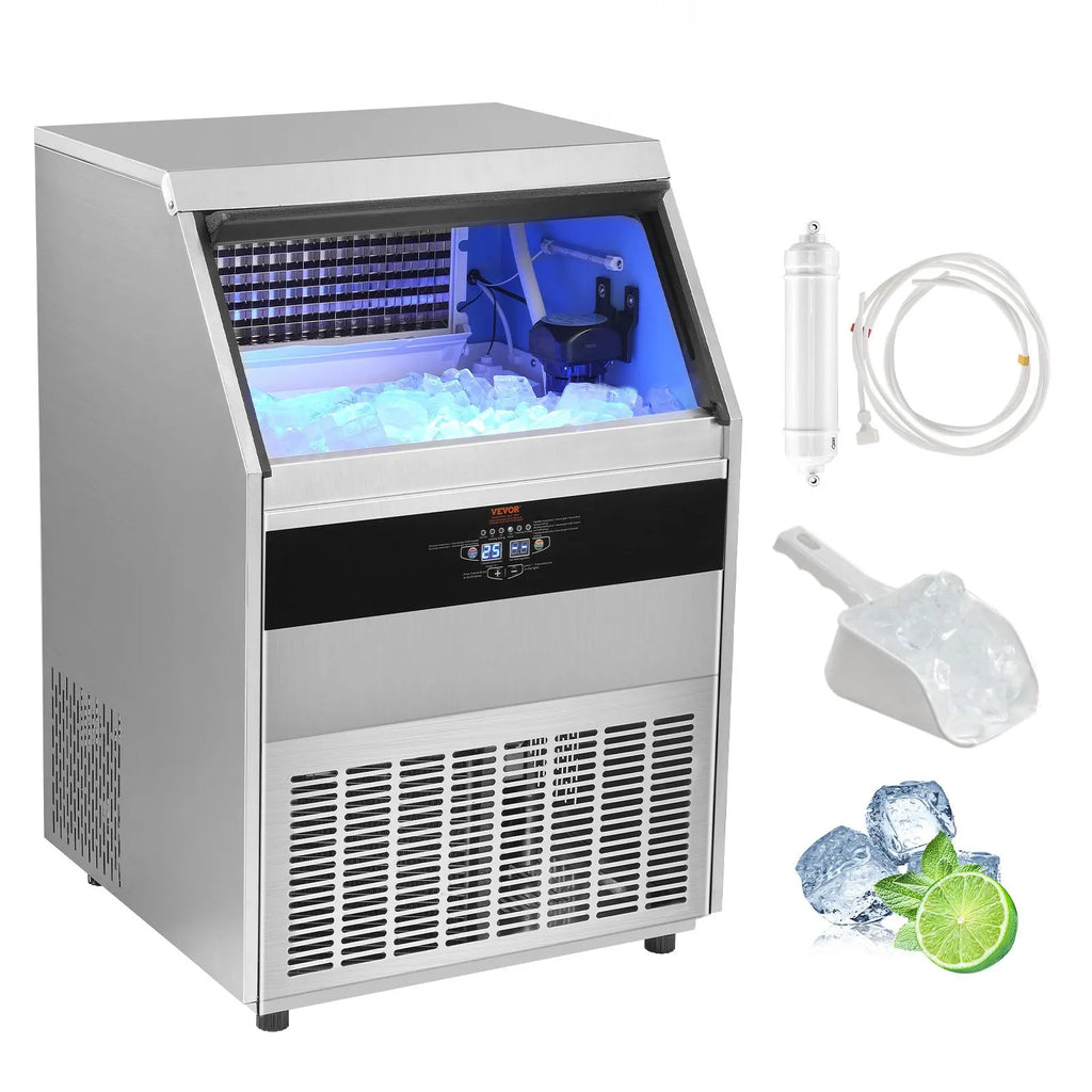Commercial Ice Maker,Ice Maker Machine,160 Ice Cubes in 12-15 Minutes,Freestanding Cabinet Ice Maker with  LED Display ﻿