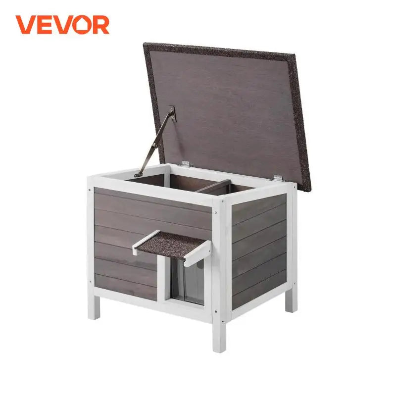 Outdoor Cat House Weatherproof, Feral Cat Shelter for Cats Outdoor Wooden Cat Rabbit House with All-Round Foam Insulated