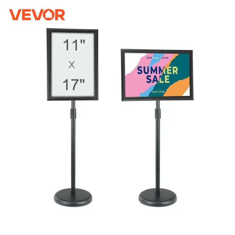 Pedestal Sign Holder Vertical & Horizontal Adjustable Heavy-Duty Floor Poster Stand for Display Advertisement and Outdoor
