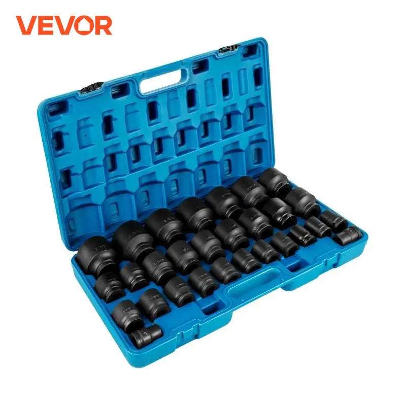 Impact Sockets Set 3/4 Inch Shallow Drive 29 PCS 3/4 - 3/2 Inch 6-Point Set With Carrying Case for Remove Wheel Lug Nuts