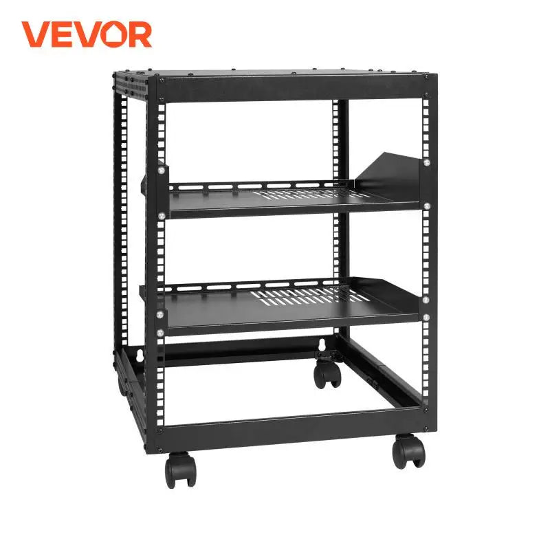 Open Frame Server Rack 12U/15U/ 20U Floor Standing or Wall Mounted with Adjustable Depth for Microdata Center Office Use