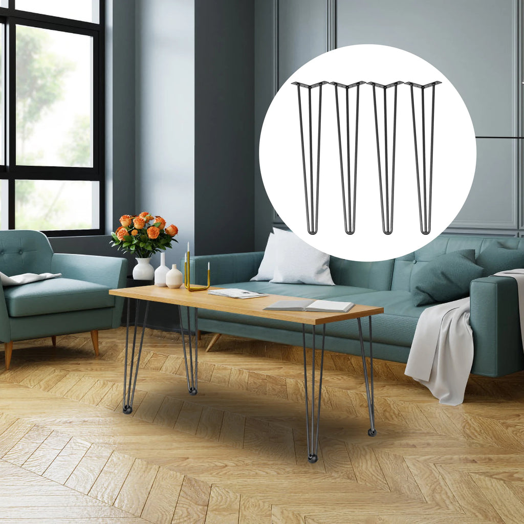 Hairpin Table Legs Set of 4 Desk Legs 3-Rod Metal Hairpin Desk Legs Bench Desk Dining End Table Chairs DIY Furniture Legs