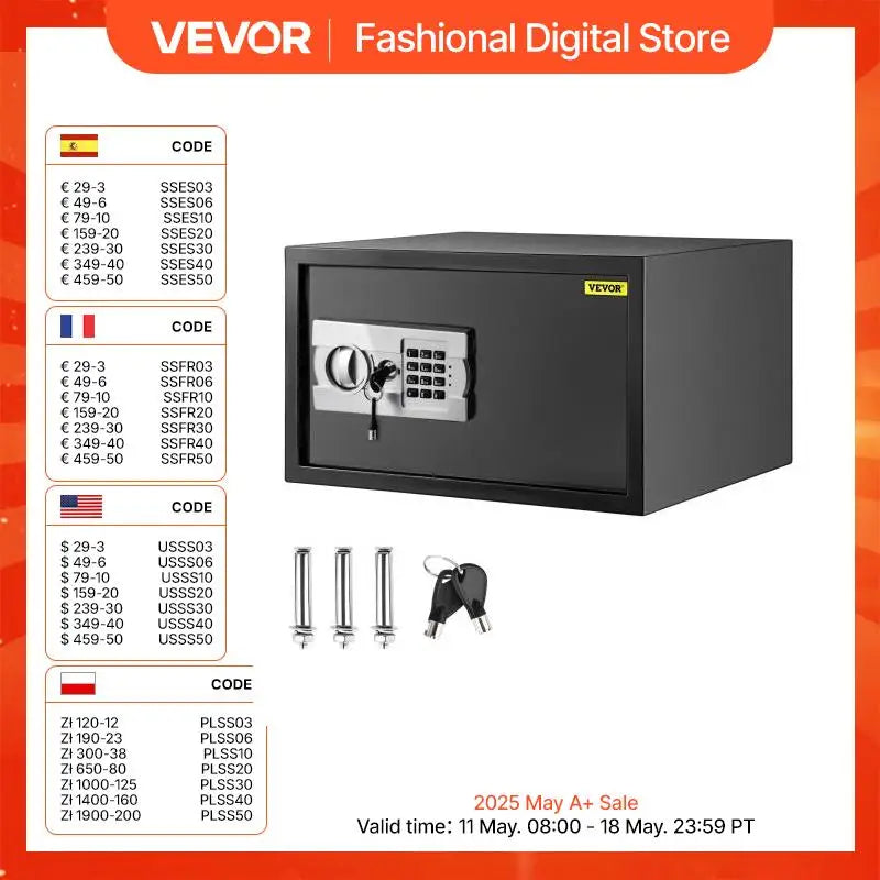 Electronic Safe Deposit Box Secret Hidden Piggy Bank Digital Access & Override Keys for Store Money Guns Jewelry Documents