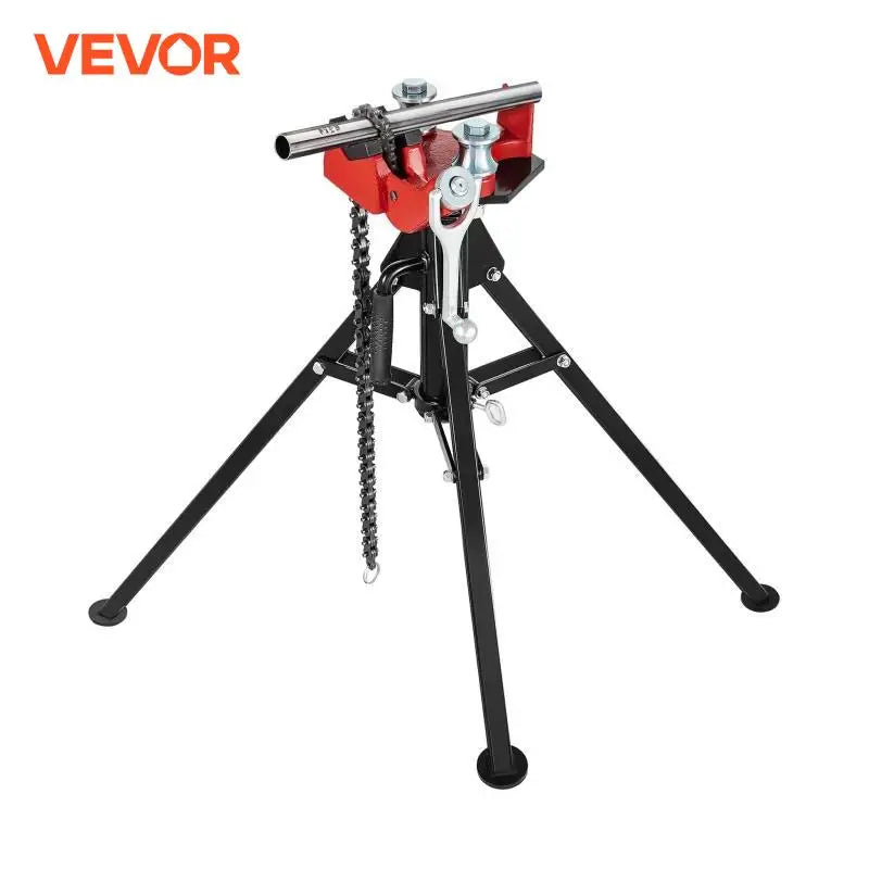 Steel Tripod Pipe Chain Vise 1/8-5in Capacity Foldable Legs Tri-Stand Bench Vice for Fixing Supporting Bending Metal Pipes