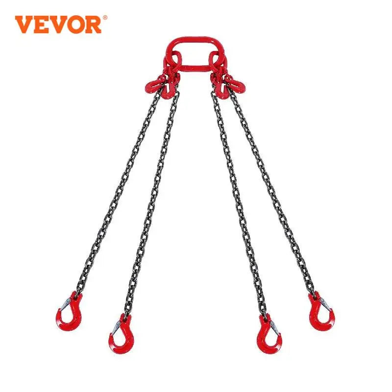 6/8/10MM Chain Sling 5/10 ft Lifting Chains with 4 Leg Grab Hooks & Adjusters G80 for Engine Chain Hoist Lifting Tool