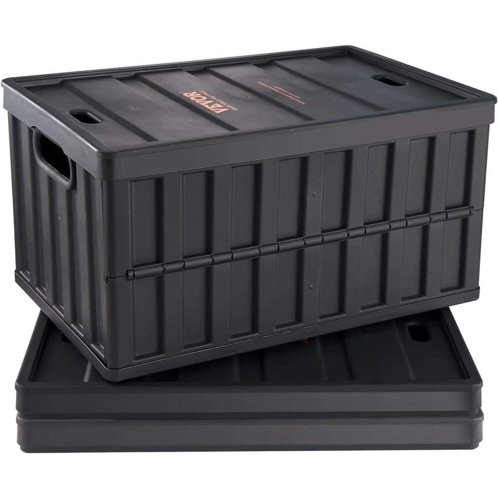 Collapsible Storage Bins with Lids 3 Packs, Stackable Utility Crates with Handles, Large Folding Containers