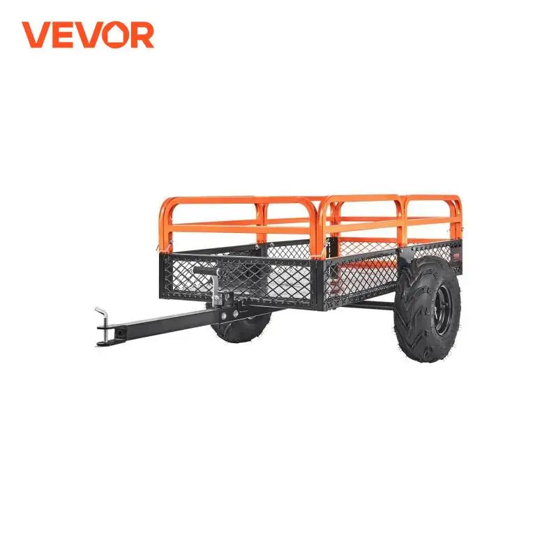 Heavy Duty Steel ATV Dump Trailer Tow Behind Dump Cart Garden Trailer with Removable Sides and Tires for Mowers Tractors