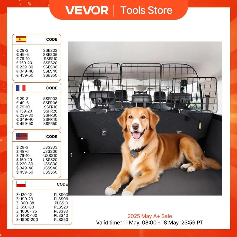 Dog Car Barrier Universal-Fit Back Seat Heavy-Duty Wire Mesh Dogs Separator Guard Net Vehicle Pet Barrier for Trucks SUVs