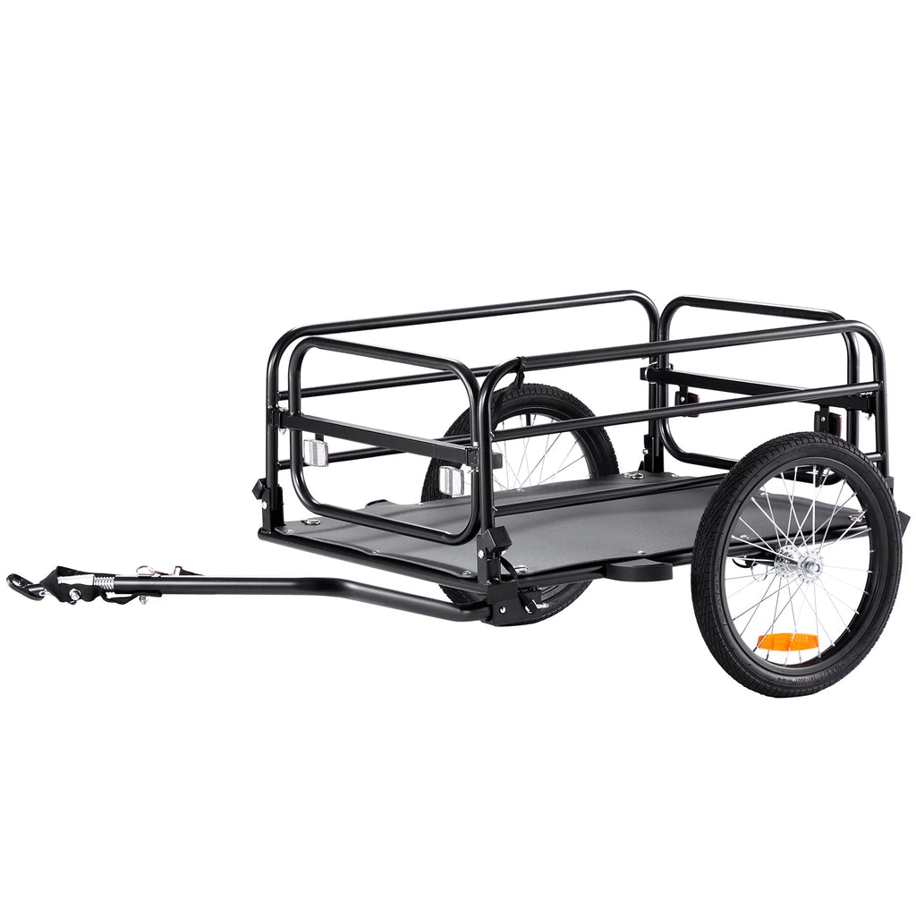 160 lbs Bike Cargo Trailer Foldable Storage Bicycle Wagon Cart with 16" Wheels Safe Reflectors Fits 22"-28" Bike Wheels