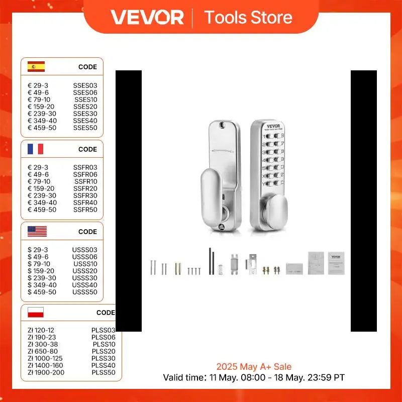 Mechanical Keyless Entry Door Lock 14 Key Mechanical Door Lock Mechanical Keypad Door Knob Single-Side Keyless Gate Lock