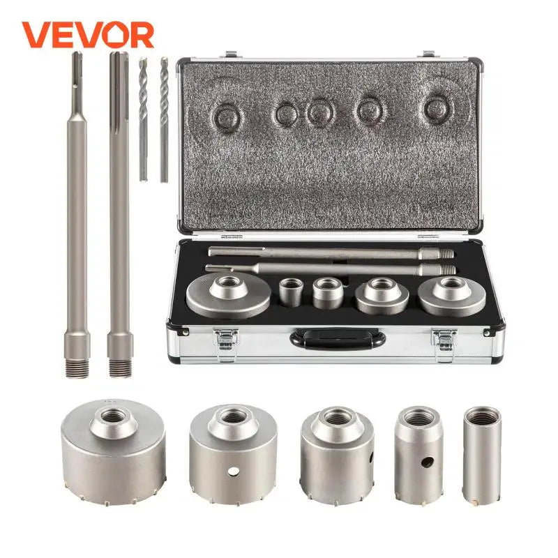 4 in 1 Concrete Hole Saw Kit 8/9PCS 30-100/40-125 mm SDS Plus or SDS Max Shank Cement Drill Bit Wall Hole Opener Tools Set