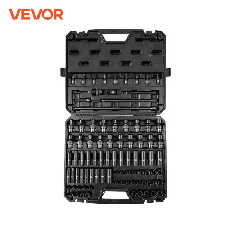 1/2" 3/8" Drive Impact Socket Set 13/23/33/34/48/65/90PCs SAE or Metric Cr-V/Cr-Mo Socket Set 6 Point Alloy Steel Repair