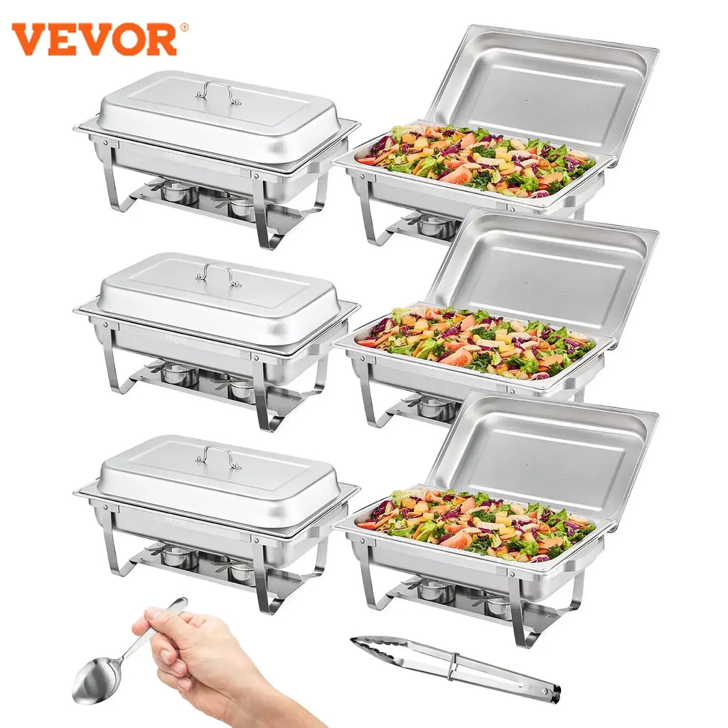 8QT Rectangle Chafing Dish 2/4/6 Packs w/ Full Size Pans Buffet Catering Warmer Server Folding Stand Fuel Holder Tray
