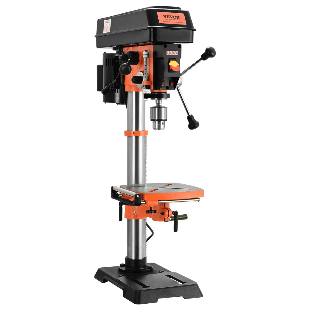 12in Benchtop Drill Press Variable Speed Cast Iron Bench Drill Worktable with Laser Work Light Tabletop Drilling Machine