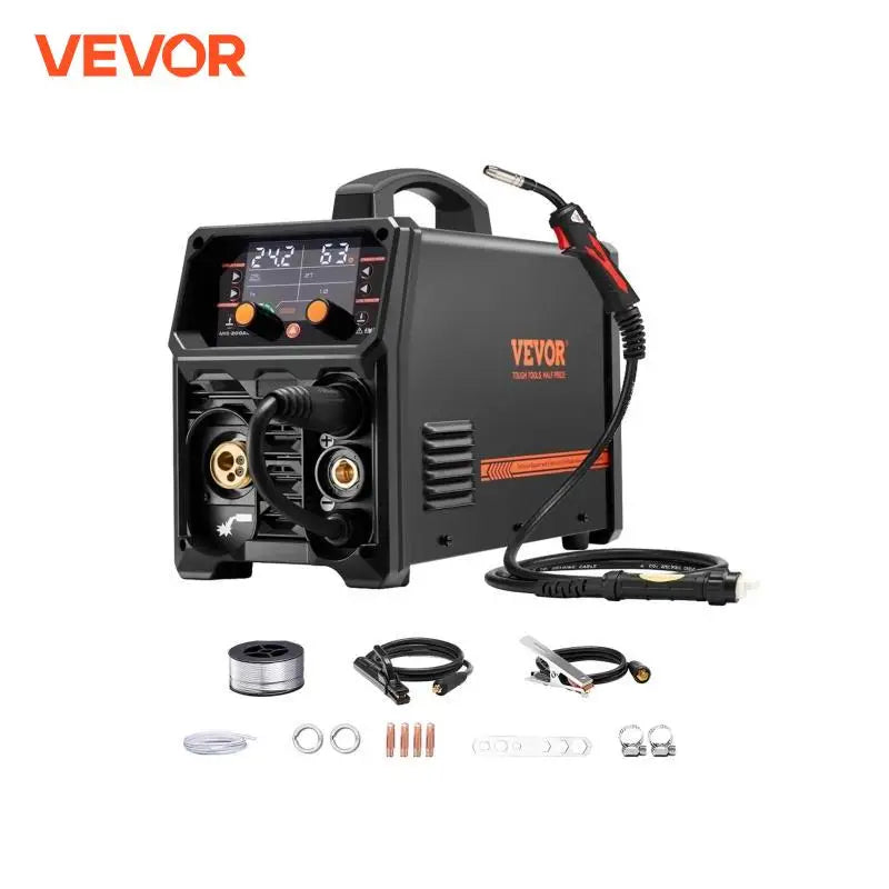 5-in-1 MIG Welder 200Amp Pluse Mig Welding Machine Gas MIG/Flux Core MIG/Stick/Lift TIG/AU TIG with LCD Screen Display