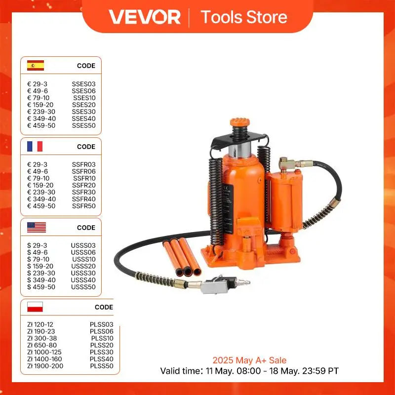 Air Hydraulic Bottle Jack, 20T All Welded Bottle Jack Manual Handle and Air Pump, for Car ,Pickup, Truck, RV, Auto Repair