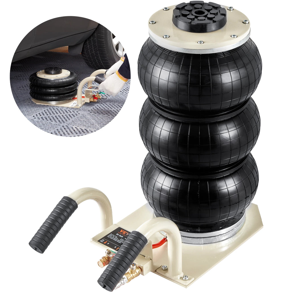 Air Jack, 3 Ton/6600 lbs Triple Bag Air Jack w/Six Steel Pipes, Lift up to 17.7 inch Side Handles for Car, Garage, Repair