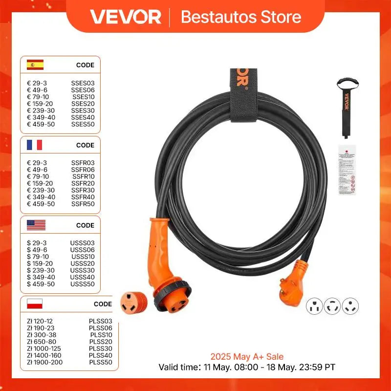 30A/50A RV Power Cord 15/25/30/50 Feet Heavy Duty Generator Cord with LED Indicator Handle 15A Adapter for RVs Powe Supply
