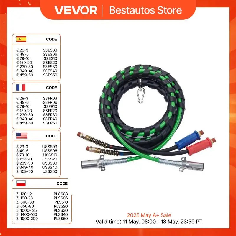 Semi Truck Air Lines Kit 3-in-1 Air Hoses & ABS Power Line Plug Electrical Cord Cable & Rubber Air Lines Hose Assembly Kit