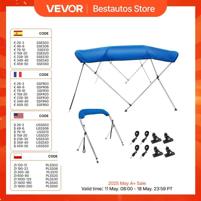 4 Bow Bimini Top Boat Cover 900D Polyester Canopy with 1" Aluminum Alloy Frame Waterproof&Sun Shade Includes Storage Boot