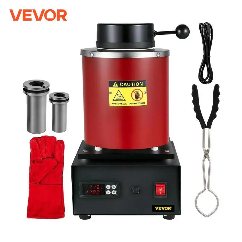 1/3KG Metal Melting Furnace with LED Display Screen Jewelry Making Tools Precious Gold Silver Furnace Kit Crucible Machine