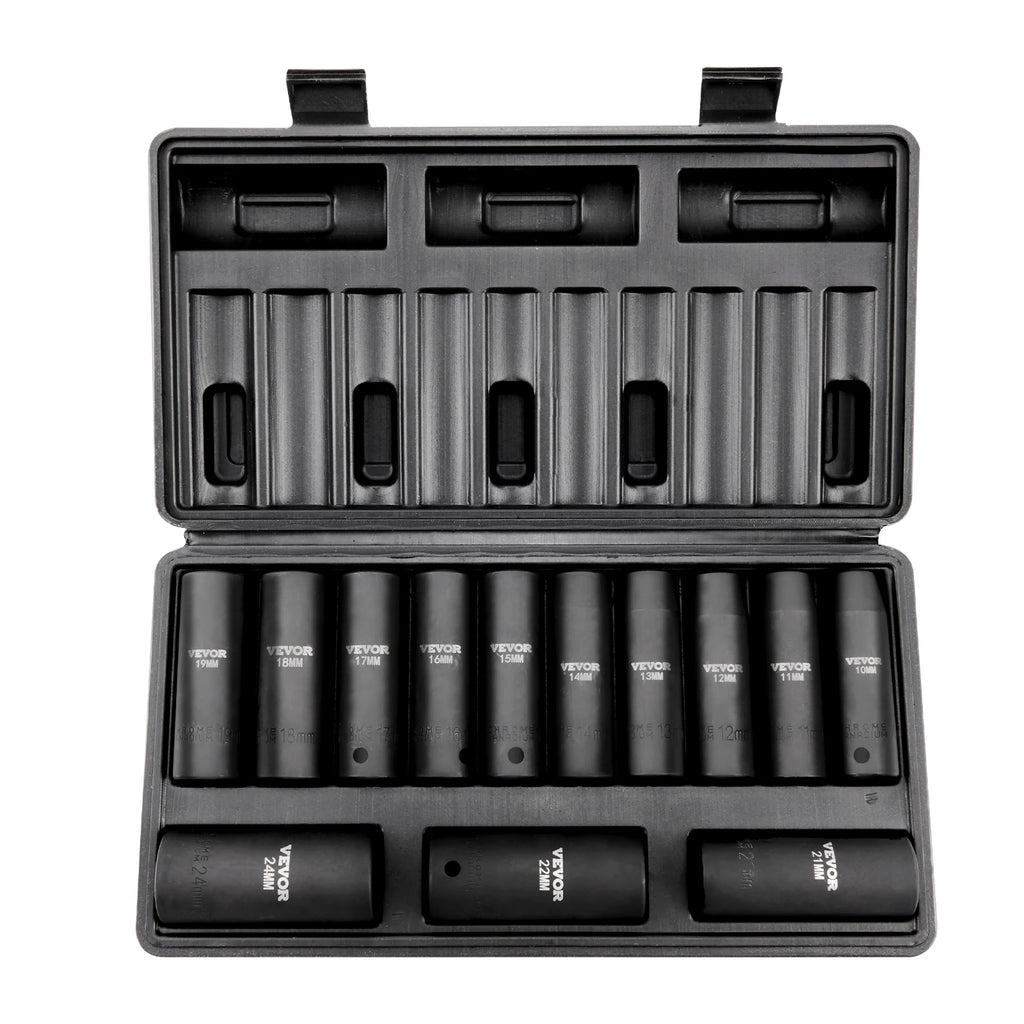 1/2" 3/8" Drive Impact Socket Set 13/23/33/34/48/65/90PCs SAE of Metrisch Cr-V/Cr-Mo Socket Set for Auto Repair