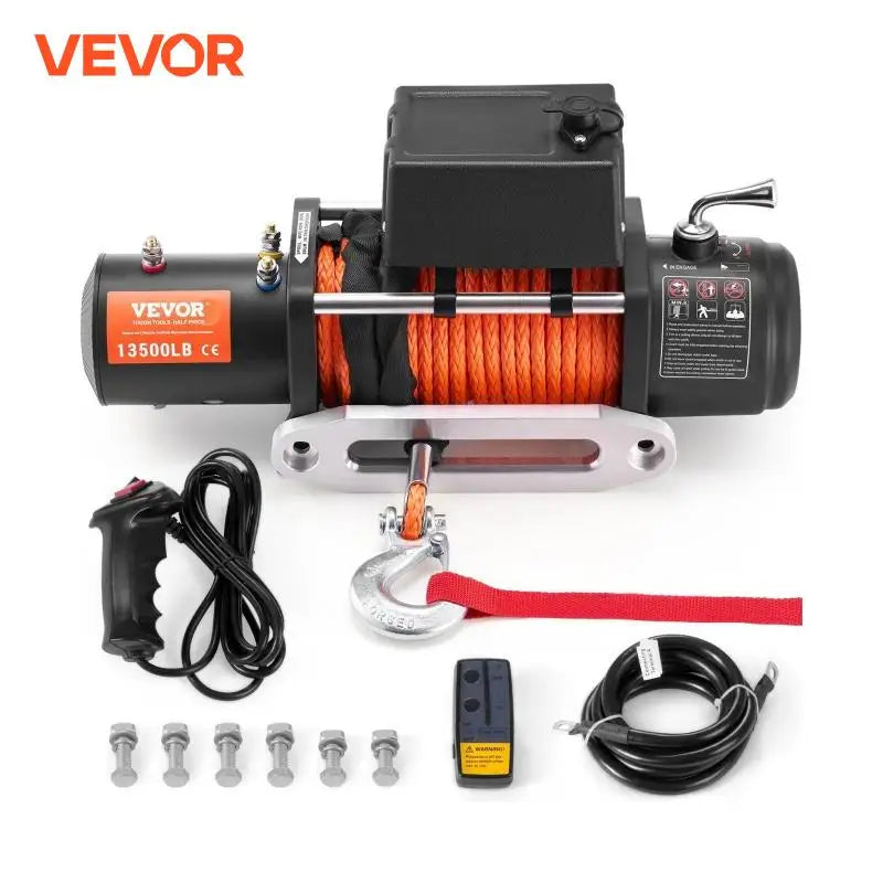 13500lbs Electric Winch Car Truck Winch with 80ft Synthetic Rope Wireless & Wired Remote Control for Towing Off-Road SUV