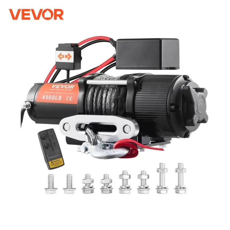 2000-4500lbs Electric Winch Steel Rope W/Wireless Handheld Remote & 4-Way Fairlead for Towing Jeep Off-Road SUV Car