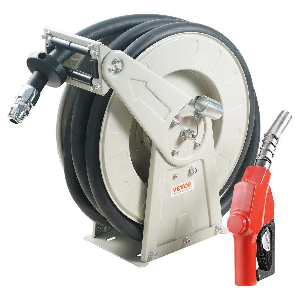 33/50/66ft Fuel Hose Reel Extra Long Retractable Spring Driven Auto Swivel Rewind for Auto Repair Heavy Industries