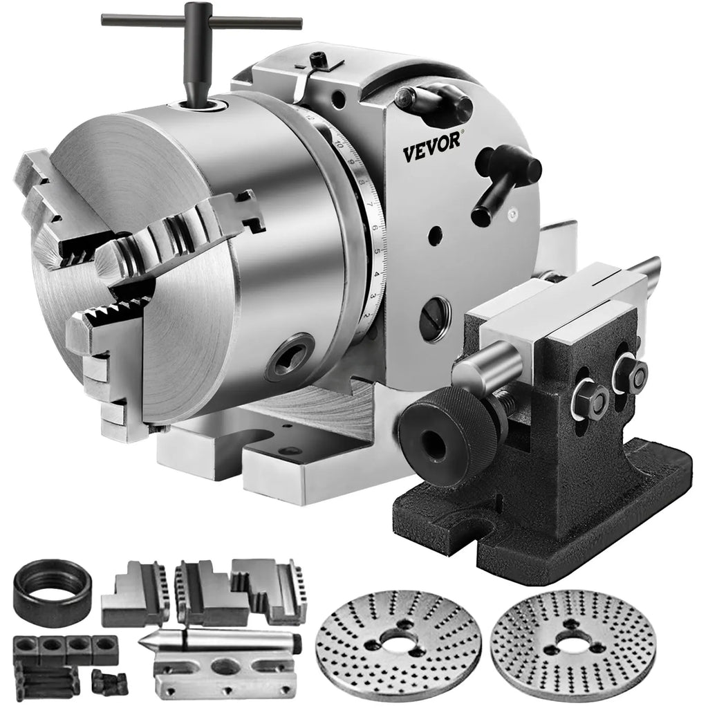 BS-0 5 Inch 3-Jaw Chuck Dividing Head Set, Precision Semi Universal Indexing Head for Milling Drilling Machine Tailstock