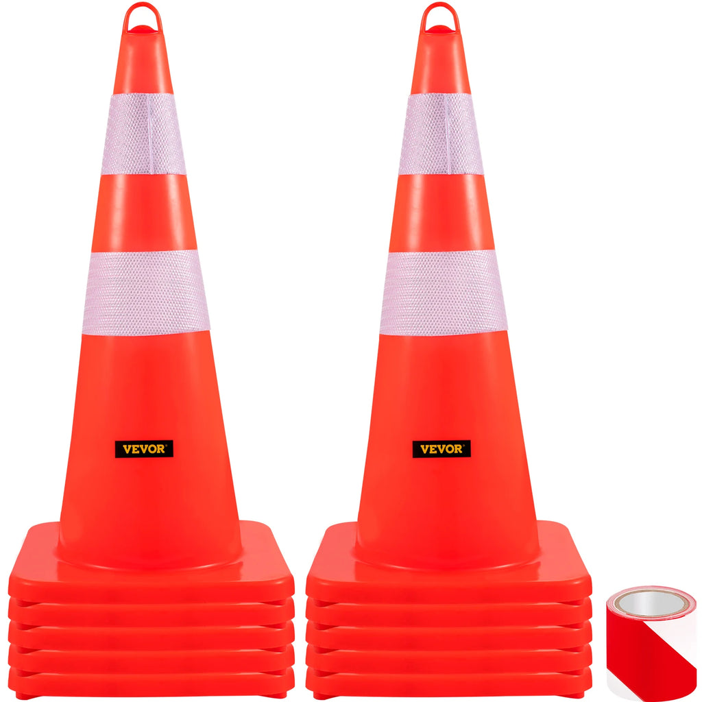 Safety Cones 10PCS 28" Traffic Cones with Weighted Base and Hand-Held Ring Used for Traffic Control Driveway Road Parking