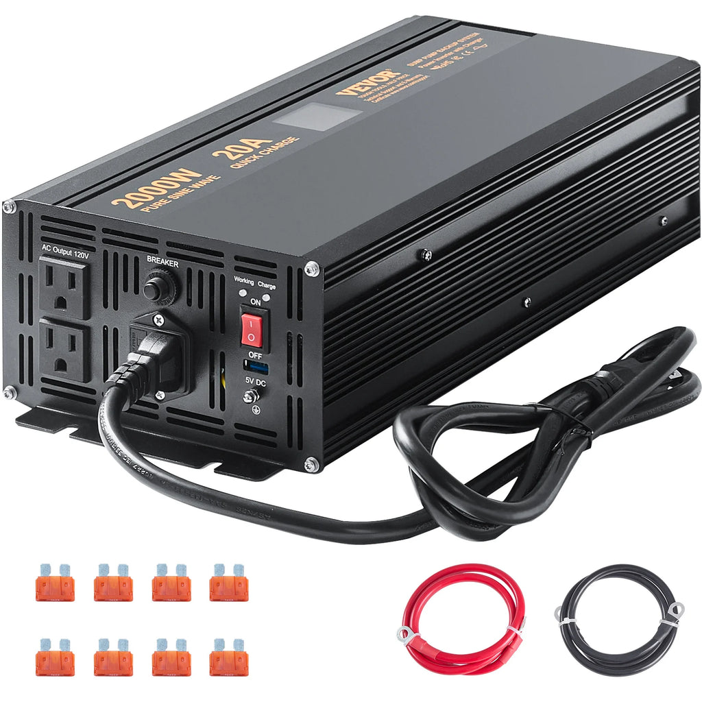 2000W/2500W Sump Pump Battery Backup System LCD Display Auto Switches to Battery Inverter Power for Emergency Power Use