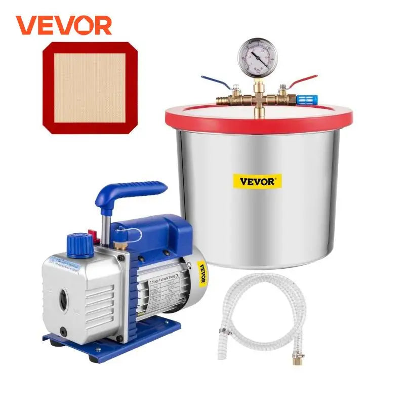 2.5/3/3.6/4/5 CFM Refrigerant Vacuum Pump Refrigeration with Vacuum Chamber Degassing Kit for Household Air Conditioning