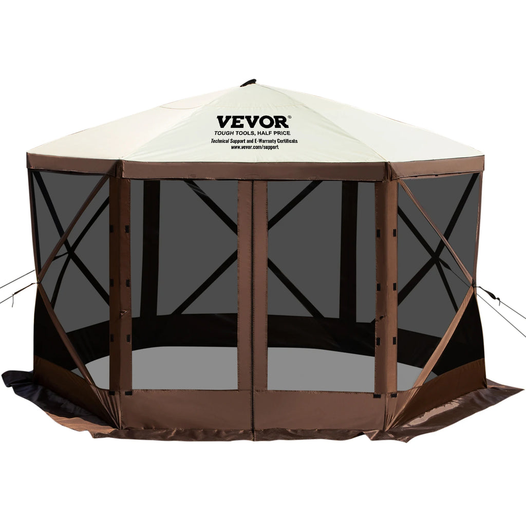 Pop-up Camping Gazebo Camping Canopy Shelter 6 Sided 12' x 12' / 10' x 10' Sun Shade Tents & Canopies Camping & Hiking