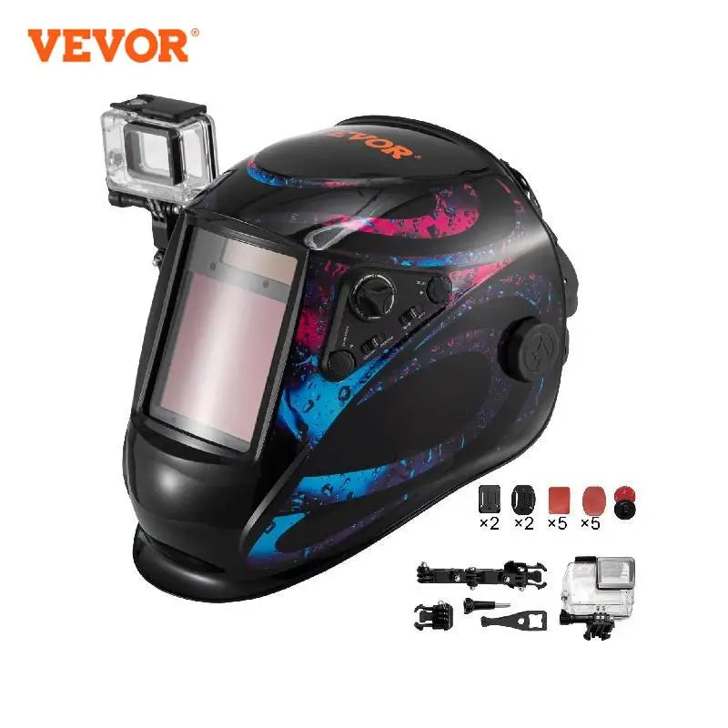 True Color Solar Powered Welding Helmet Auto Darkening Mask Hood 4 Arc Sensor Wide Shade for TIG MIG ARC Welding Machine