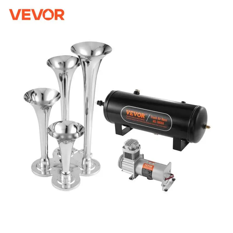 Train Horns Kit 4 Trumpet Air Horn Kit 150dB Train Horns 12V 120 psi Air Compressor for Car Truck Train Van Boat Pickup