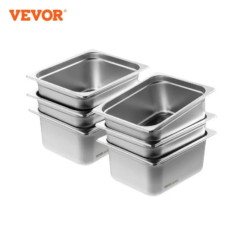 4" 6" Deep Steam Table Pan 1/2 Size Hotel Pans for chafing 201 Stainless Steel Food Container for Party BBQ Baking