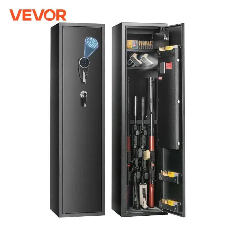 6 Rifles Gun Safe Rifle Safe W/ Fingerprint & Digital Keypad Lock Removable Gun Storage Cabinet W/ Built-in Storage Locker