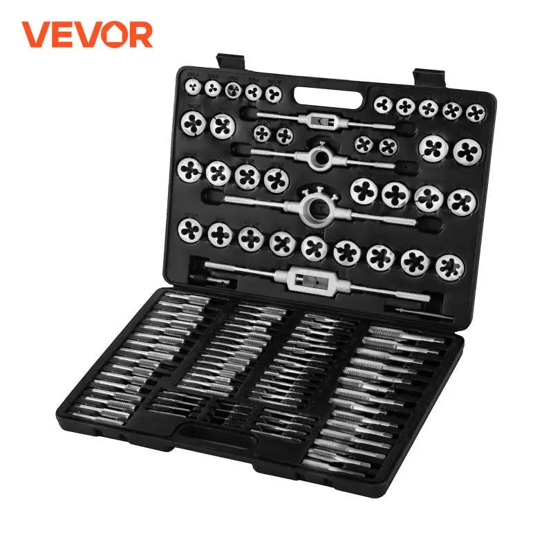 Tap and Die Set 60PCS 86PCS 110PCS Tungsten/Carbon Steel Hand Threading Tool W/ Wrench Screwdriver for Repairing Cutting