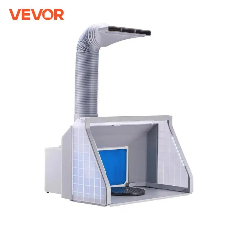 Airbrush Spray Booth Dual-Fans Portable Hobby Airbrush Paint Spray Booth Kit with LED Lights and Exhaust Extension Hose