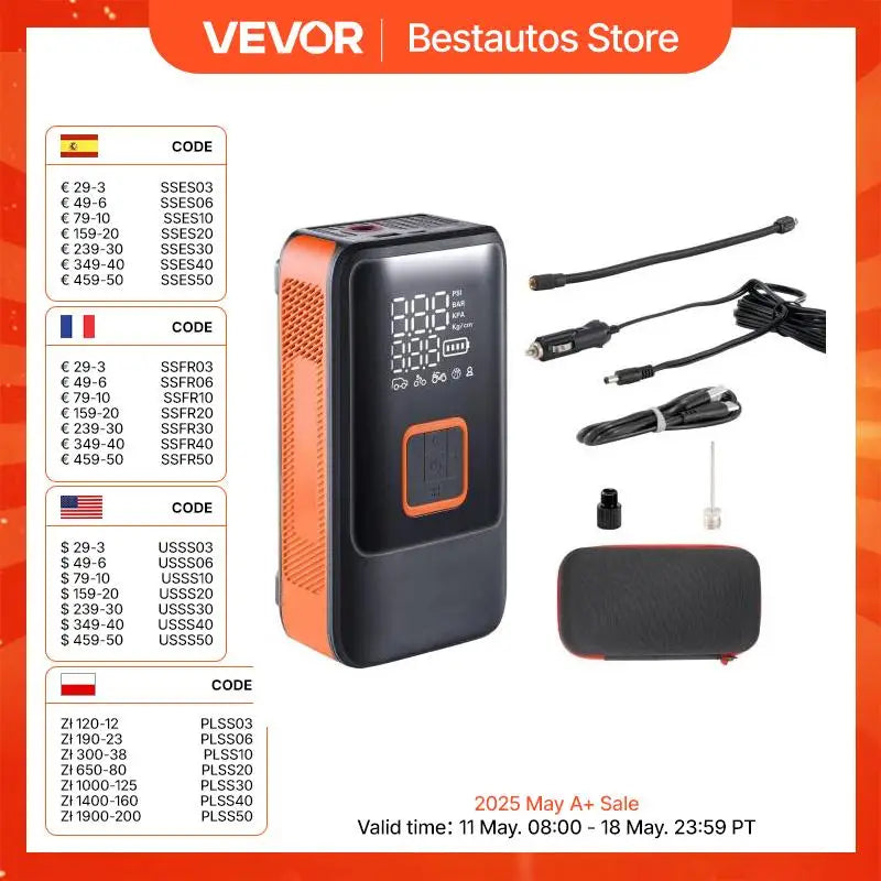 Tire Inflator Portable Air Compressor Dual-Cylinder Rechargeable Air Pump Tire Pump with for Car Motorcycle Bike Ball