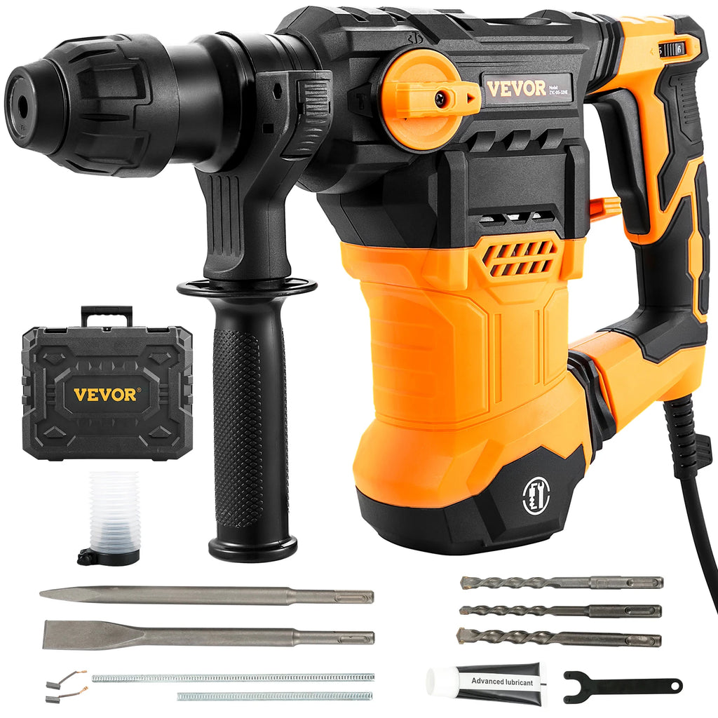 1500W Rotary Hammer Drill Max Drilling 32mm 4 Modes SDS-Plus Corded Demolition Chipping Metal Concrete Breaker Jackhammer