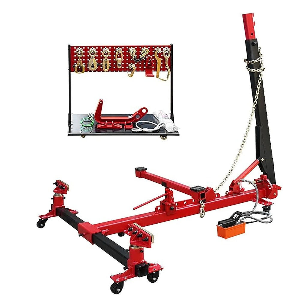 6 Ton Tension Car Frame Puller, with Swivel Post, Hydraulic Foot Pump and Pulling Clamp Set, for Auto Body Frame Repair