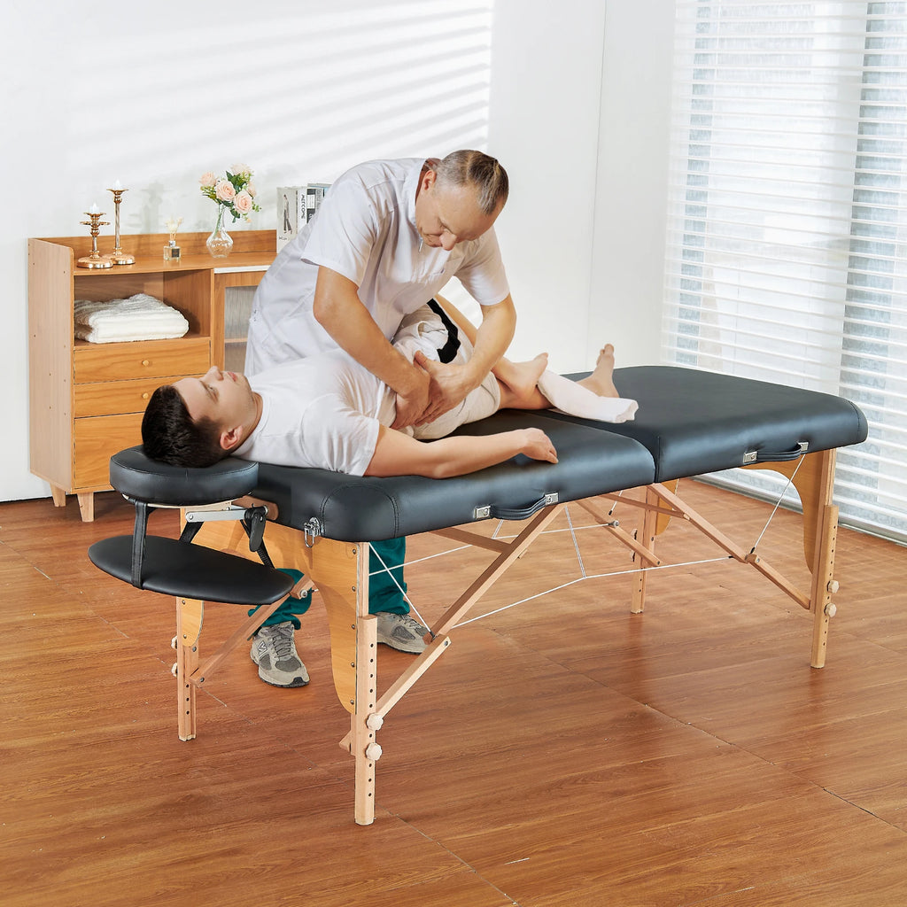 Professional Wide Massage Table 30" W Heavy Duty Folding Massage Table  8-Level Height Adjustable Facial Salon Tattoo Bed