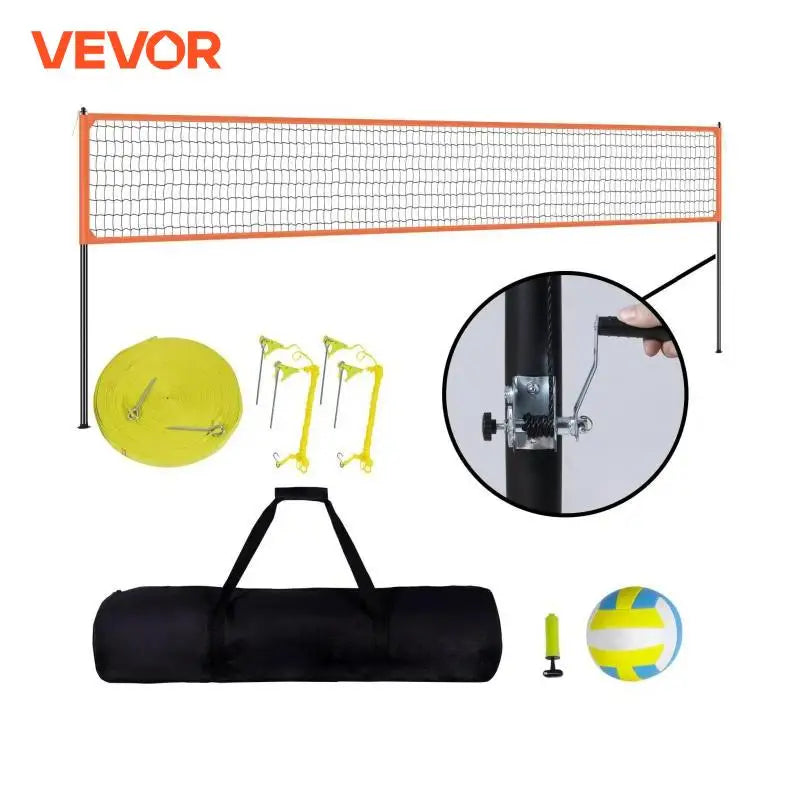 1.25-1.75inch Outdoor Portable Volleyball Net System, Adjustable Height Aluminum Poles Volleyball Set w/ Pump Carrying Bag