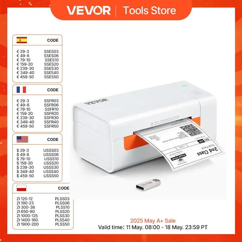 Desktop Thermal Label Printer 203dpi USB Label Maker Sticker Shipping Barcode Printer Compatible W/ Windows Mac OS Linux